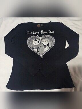 Nightmare Before Christmas Jack Sally Thermal Top Large -True Love Never Dies